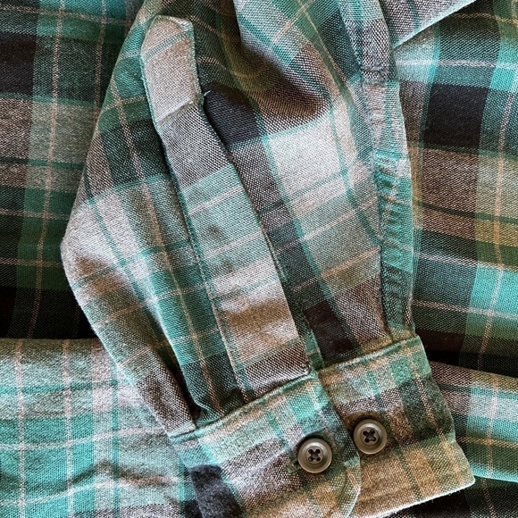 Vintage L.L. Bean Chamois Cloth Shirt Plaid with Patch Repair Cotton L-Reg - Picture 2 of 12